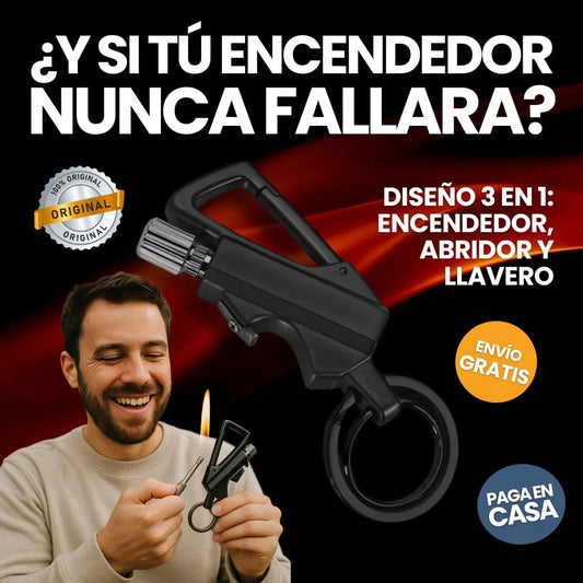 Encendedor, Abridor y Llavero 3 en 1 🔥 Cerilla Permanente